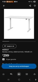 RODULF Elektrisch Zit/Sta Bureau - Wit 140x80cm, Ophalen, Elektrisch, Stabureau