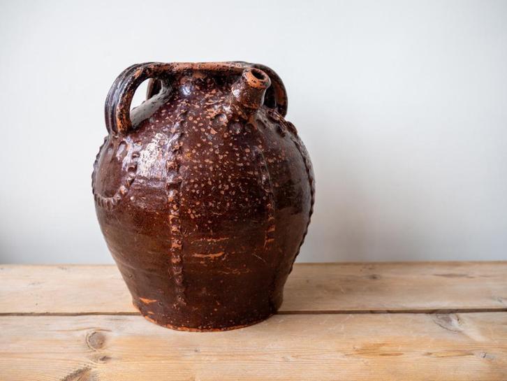 Grote antieke Franse walnoot olie kruik, Antiek en Kunst, Antiek | Keramiek en Aardewerk, Ophalen of Verzenden