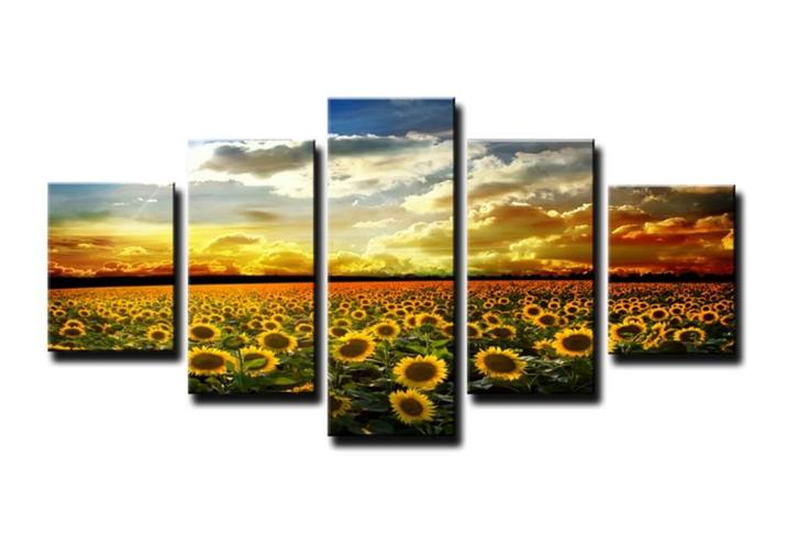 Nieuw * 5 Luik van Canvas * Zonnebloemen 80x160cm, Antiek en Kunst, Kunst | Schilderijen | Modern, Ophalen of Verzenden