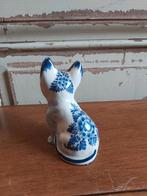 Kat beeldje delfts blauw handgeschilderd, Verzamelen, Beelden en Beeldjes, Ophalen of Verzenden
