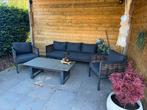 Loungeset SALTEN 5-persoons sneldrogend zwart, Tuin en Terras, Ophalen, Aluminium, Bank