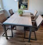 Industriële eettafel met metalen onderstel, Huis en Inrichting, Tafels | Eettafels, Ophalen, Gebruikt, 50 tot 100 cm, Metaal