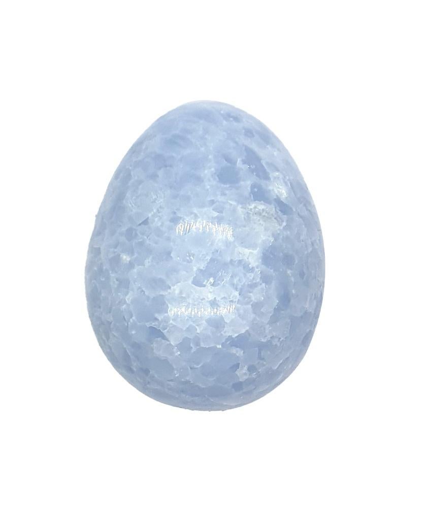 Ei Calciet blauw Afmeting: 60 x 47 mm Gewicht: 185 gram, Ophalen of Verzenden, Mineraal