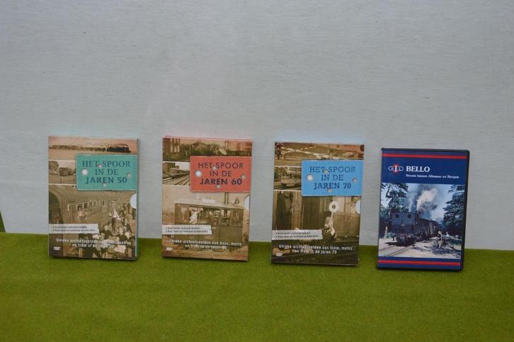 4 spoorwegen dvd`s: Het spoor in de jaren 50- 60-70 en Bello, Verzamelen, Spoorwegen en Tramwegen, Gebruikt, Trein, Overige typen
