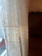 Linnen gordijnen (2 st)- zandkleurig met kant (150x240cm), Ronantisch, 200 cm of meer, Beige, 150 tot 200 cm