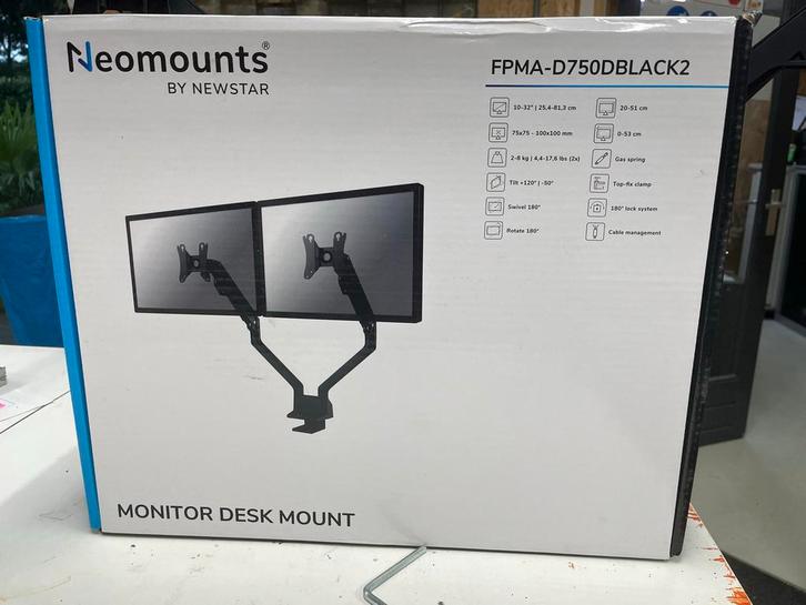 Neomounts FPMA-D750DBLACK2 Monitor Bureau Standaard, Computers en Software, Laptopstandaarden, Nieuw, In diepte verstelbaar, Ophalen of Verzenden