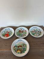 Vintage / brocante Bordjes met 4 afbeeldingen van kaas, Ophalen of Verzenden, Zo goed als nieuw, Overige stijlen, Bord(en)