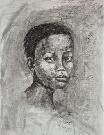 Houtskooltekening Jonge Jongen - 50x60cm beschikbaar voor biedingen