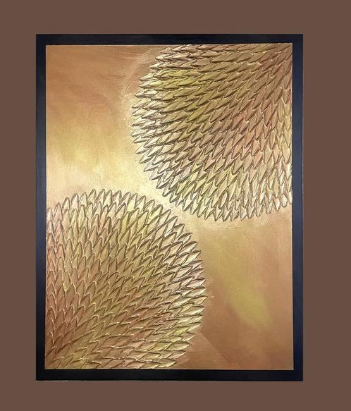 Schilderij textuur modern/abstract licht goud en brons kleur, Huis en Inrichting, Woonaccessoires | Schilderijen, Tekeningen en Foto's