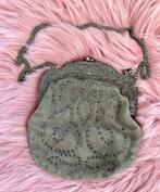 Antieke Art Deco Avondtasje met Strass, Ophalen of Verzenden, Gebruikt, Grijs, Avondtasje