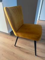 5 Okergele Velours Eetkamerstoelen | Goossens, Huis en Inrichting, Stoelen, Ophalen, Overige kleuren, Zo goed als nieuw, Stof