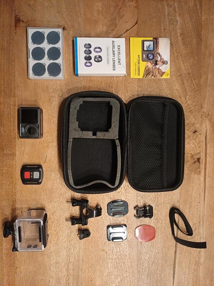 Mooie 4K Action Camera met accessoires, Audio, Tv en Foto, Actiecamera's, Zo goed als nieuw, Overige merken, Ophalen