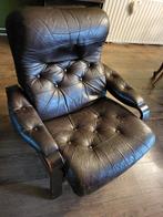 Vintage retro design relax fauteuil ligstoel loungestoel, Ophalen, Gebruikt, Leer