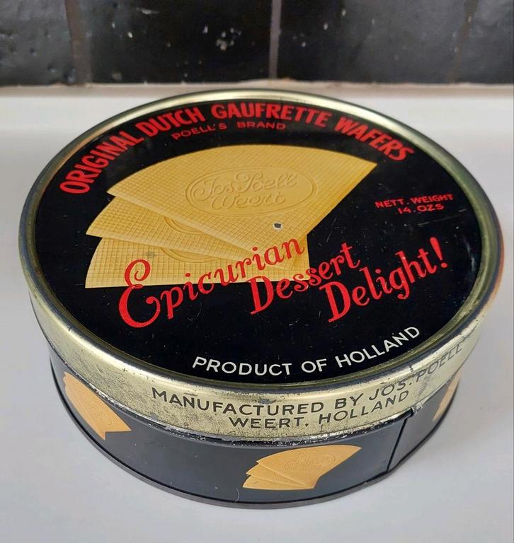 Vintage wafel blik Jos Poell Weert export Gaufrette Wafers, Verzamelen, Blikken, Gebruikt, Overige, Ophalen of Verzenden