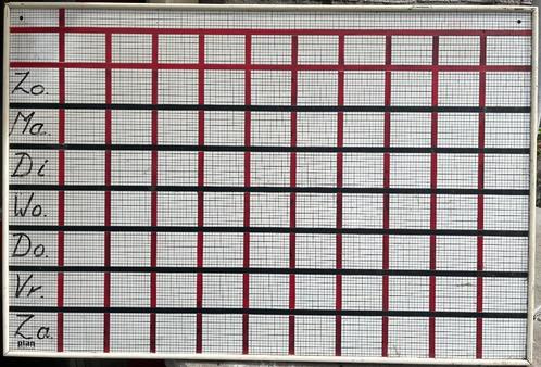 Magnetisch planboard, whiteboard met raster.  90x60 cm, Huis en Inrichting, Woonaccessoires | Memoborden, Gebruikt, Magneetbord