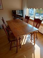 Donker Eiken Eettafel Set met 4 Stoelen, Huis en Inrichting, Complete eetkamers, Ophalen, Gebruikt, Klassiek, 4 tot 6 stoelen