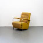 1x Leolux Scylla Fauteuil Hoog Mosterd Stof - Chroom, Huis en Inrichting, Fauteuils, 75 tot 100 cm, Ophalen of Verzenden, Zo goed als nieuw
