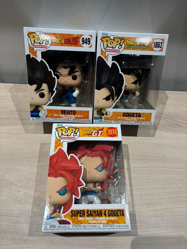 Funko Pop! Dragon Ball Set van 3 Vegito, Gogeta & SS4 Gogeta, Verzamelen, Poppetjes en Figuurtjes, Zo goed als nieuw, Ophalen of Verzenden