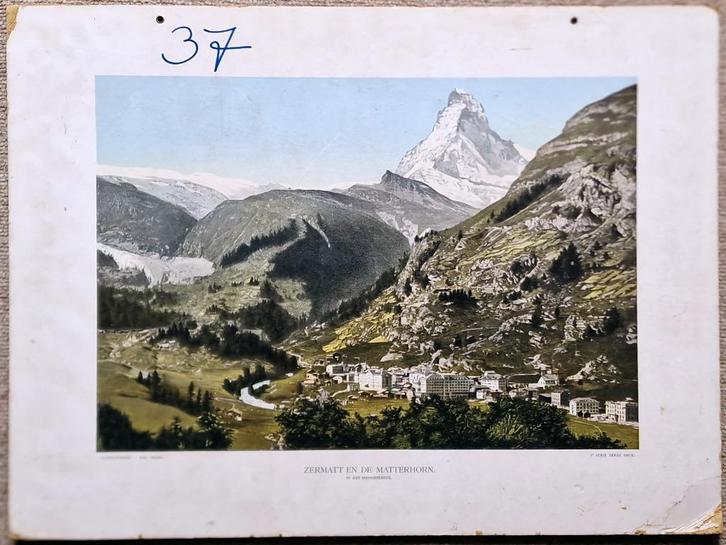 Zermatt en de Matterhorn. In het hooggebergte, Antiek en Kunst, Antiek | Schoolplaten, Ophalen