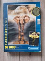 clementoni fluorescent puzzel olifant 1000 stukjes glow in t, Ophalen of Verzenden, 500 t/m 1500 stukjes, Zo goed als nieuw, Legpuzzel
