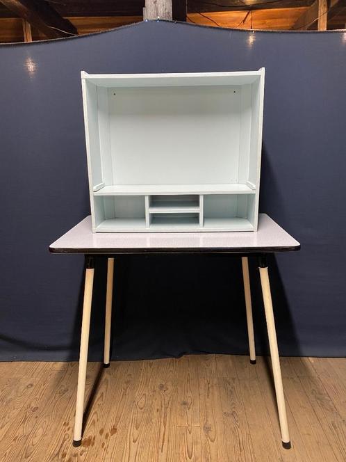 Vintage lichtblauw houten wandkastje babykamer/badkamer.., Huis en Inrichting, Kasten | Wandmeubels, Gebruikt, Minder dan 100 cm
