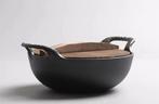 Gietijzeren wok 34 CM met deksel, Ophalen of Verzenden, Zo goed als nieuw, Gietijzer, Koekenpan of Braadpan