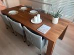 Art of Living notenhout tafel 240x100 met 6 stoelen, Huis en Inrichting, Complete eetkamers, Modern, Zo goed als nieuw, 6 tot 8 stoelen