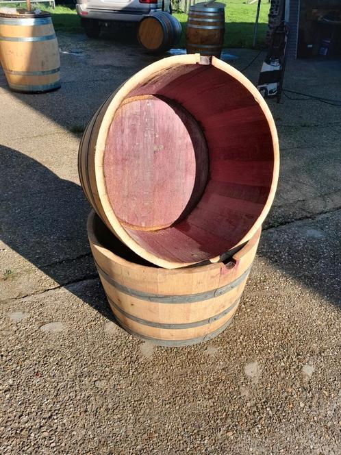 Eiken plantenbakken boombakken halve wijnvaten div.maten, Tuin en Terras, Bloembakken en Plantenbakken, Nieuw, Hout, Tuin, 30 tot 60 cm