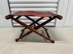 Unieke houten vouwkruk met lederen zitting, Gebruikt, Bruin, Empire, Hout