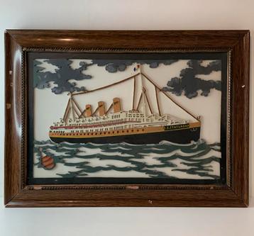 Vintage gefiguurzaagde afbeelding van S.S. Statendam beschikbaar voor biedingen