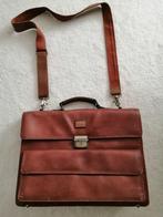 Vintage Schoudertas of aktetas van leer, heren, Sieraden, Tassen en Uiterlijk, Tassen | Schoudertassen, Ophalen of Verzenden, Bruin