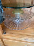 Taartplateau drie stuks glas, Antiek en Kunst, Ophalen of Verzenden