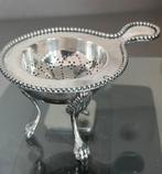 Antieke zilveren theezeef & lekbak zilver parelrand, Antiek en Kunst, Verzenden, Zilver
