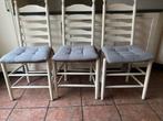 4x Retro Eetkamer stoel, Ophalen, Gebruikt, Wit, Riet of Rotan
