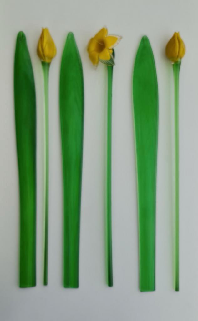 Murano glazen Narcissen + bladeren, Antiek en Kunst, Kunst | Designobjecten, Ophalen of Verzenden