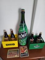 5 Mooie oude Bier flessen en 2 bordjes en 2 kratjes, Ophalen of Verzenden, Zo goed als nieuw