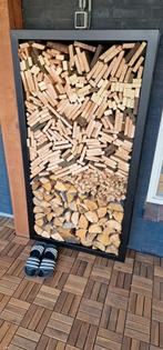 zwart staal haardhout rek, Tuin en Terras, Minder dan 3 m³, Ophalen, Overige houtsoorten, Blokken