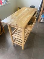 Leuke keuken roltafel, Huis en Inrichting, Ophalen, Gebruikt, 100 tot 150 cm, Bruin