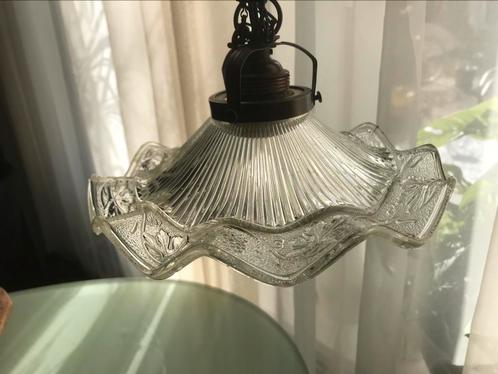 Vintage Holophane Hanglamp, Huis en Inrichting, Lampen | Hanglampen, Zo goed als nieuw, Glas, Ophalen of Verzenden