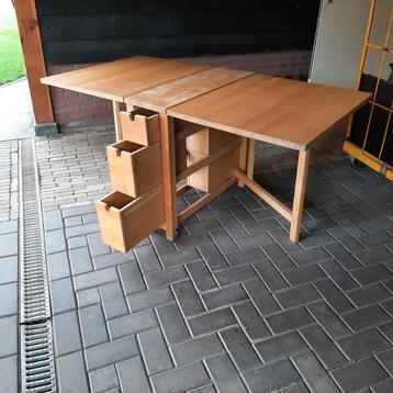 Massief Beuken Inklaptafel met Laden beschikbaar voor biedingen