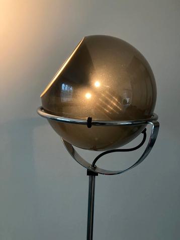 Vintage Glazen Globe Frank Ligtelijn Vloerlamp Raak Jaren 60