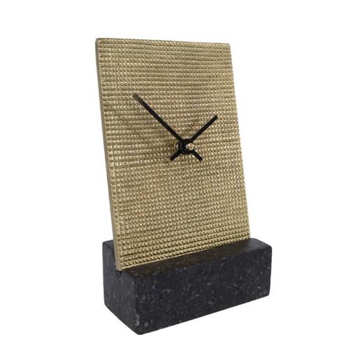Klok "Pepijn" oud messing aluminium, Huis en Inrichting, Woonaccessoires | Klokken, Nieuw, Staande klok, Analoog, Ophalen of Verzenden