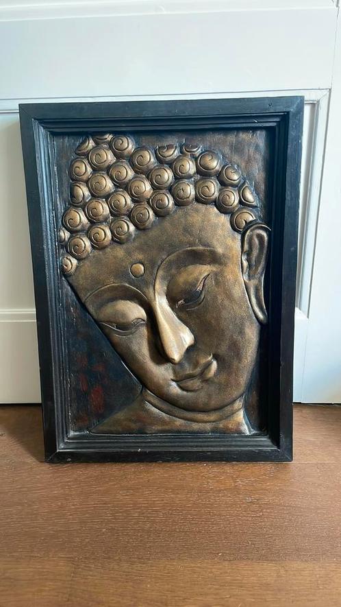 Massief houten boeddha wanddecoratie, Antiek en Kunst, Kunst | Schilderijen | Modern, Ophalen of Verzenden