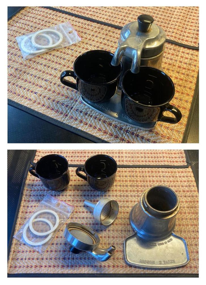 Vintage espressopot/percolator, OMG Brevetto Mignon 2 Tazze, Antiek en Kunst, Antiek | Keukenbenodigdheden, Ophalen of Verzenden