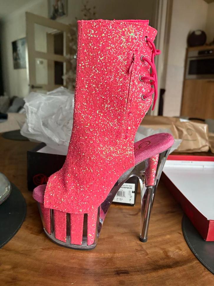 Pleaser Roze Neon Glitter Hakken - Maat 37, Kleding | Dames, Schoenen, Nieuw, Schoenen met hoge hakken, Roze, Ophalen of Verzenden