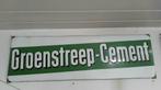 groenstreep cement emaille bord, Ophalen of Verzenden