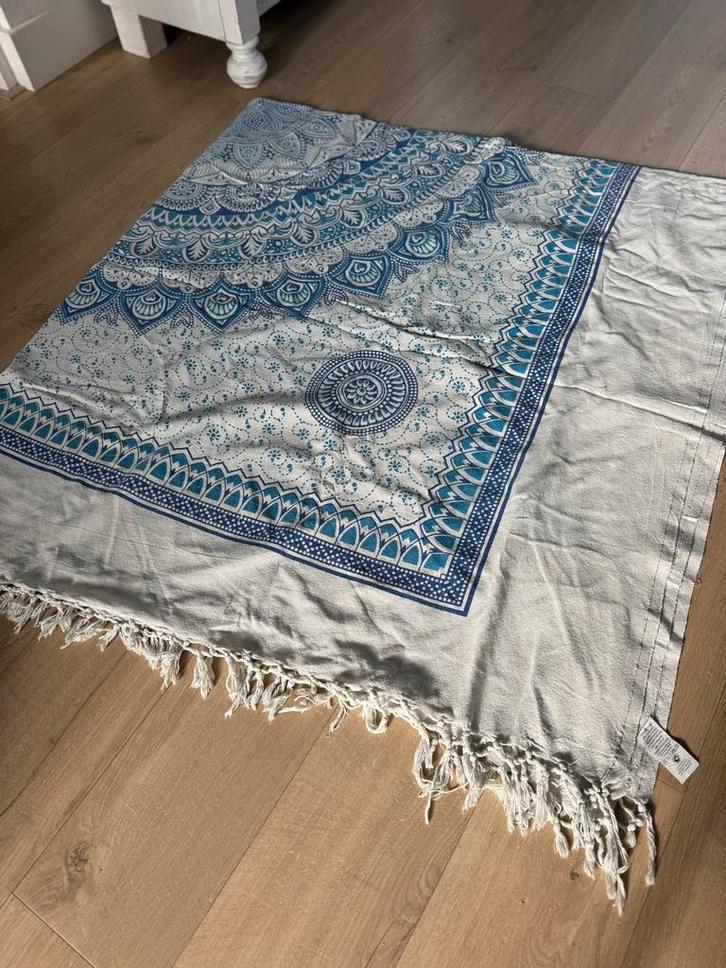 Blauw Mandala Strandkleed - 100% Katoen, Antiek en Kunst, Antiek | Kleden en Textiel, Ophalen
