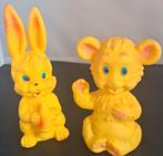 Vintage 2 piepbeestjes konijn en beertje made Italië, Ophalen of Verzenden, Huis en Inrichting