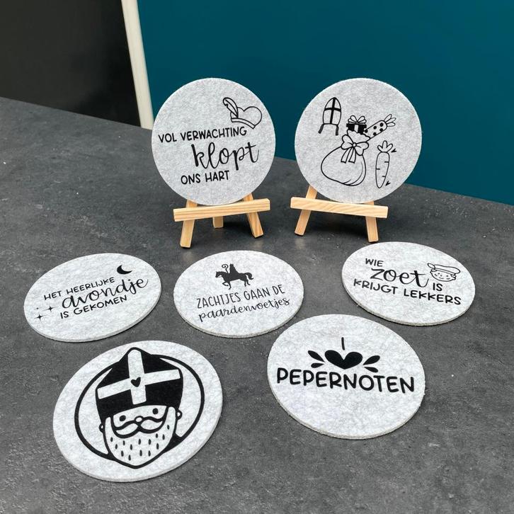 Sinterklaas Onderzetters Decoratie - Vilt, Diversen, Sinterklaas, Nieuw, Ophalen of Verzenden