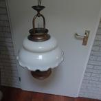 Hanglamp Olielamp Brons / Melkglas / Hout, Ophalen, Gebruikt, Glas